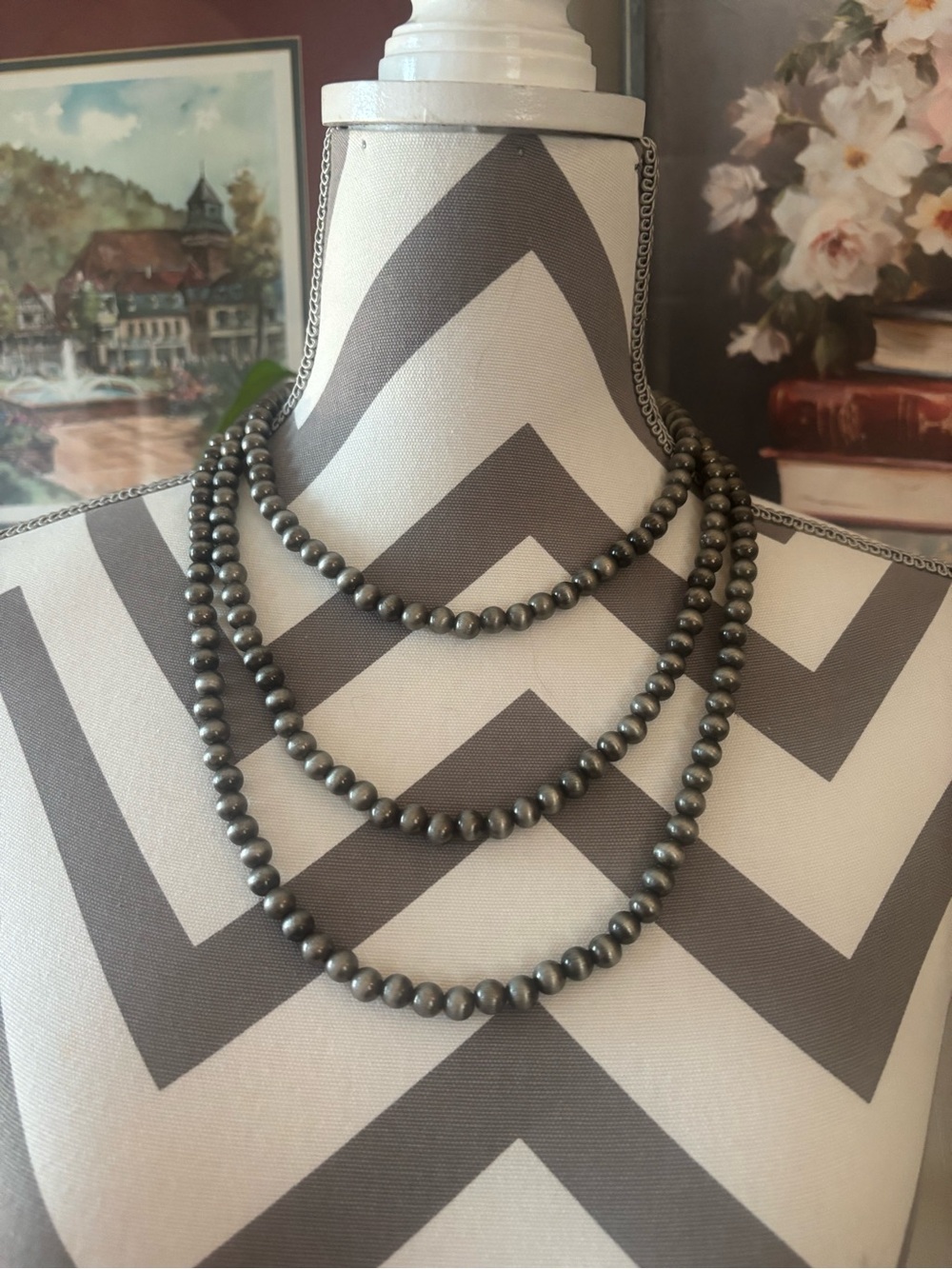 Faux Navajo Pearl Necklace 60” Women’s Western Wear Jewelry